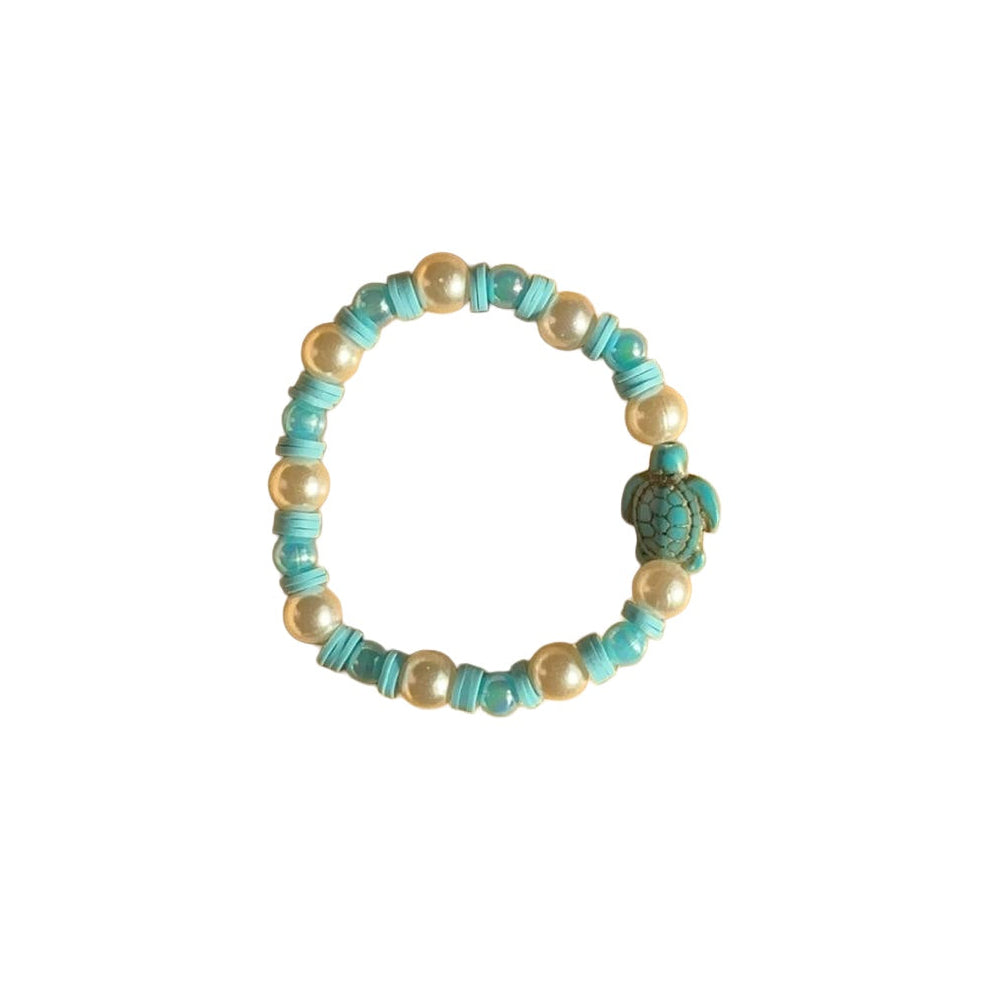 Seaglass bracelet on white background